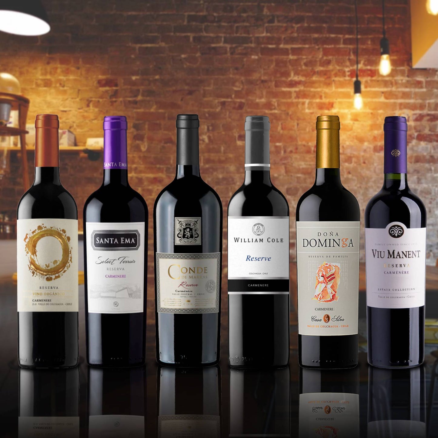 6 Vinos ULTRA Reserva Carmenere1#Sin Color