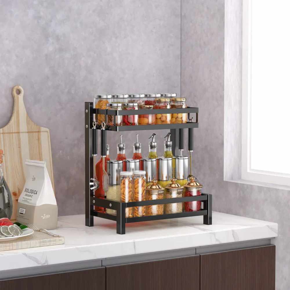 Organizador 2 Niveles Metálico Cocina2#Negro