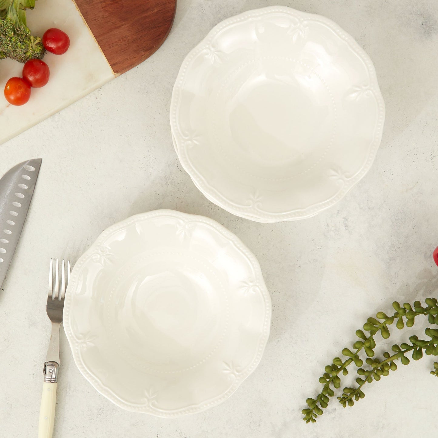 Set 4 Bowls Flores 20,4 Cm4#Blanco