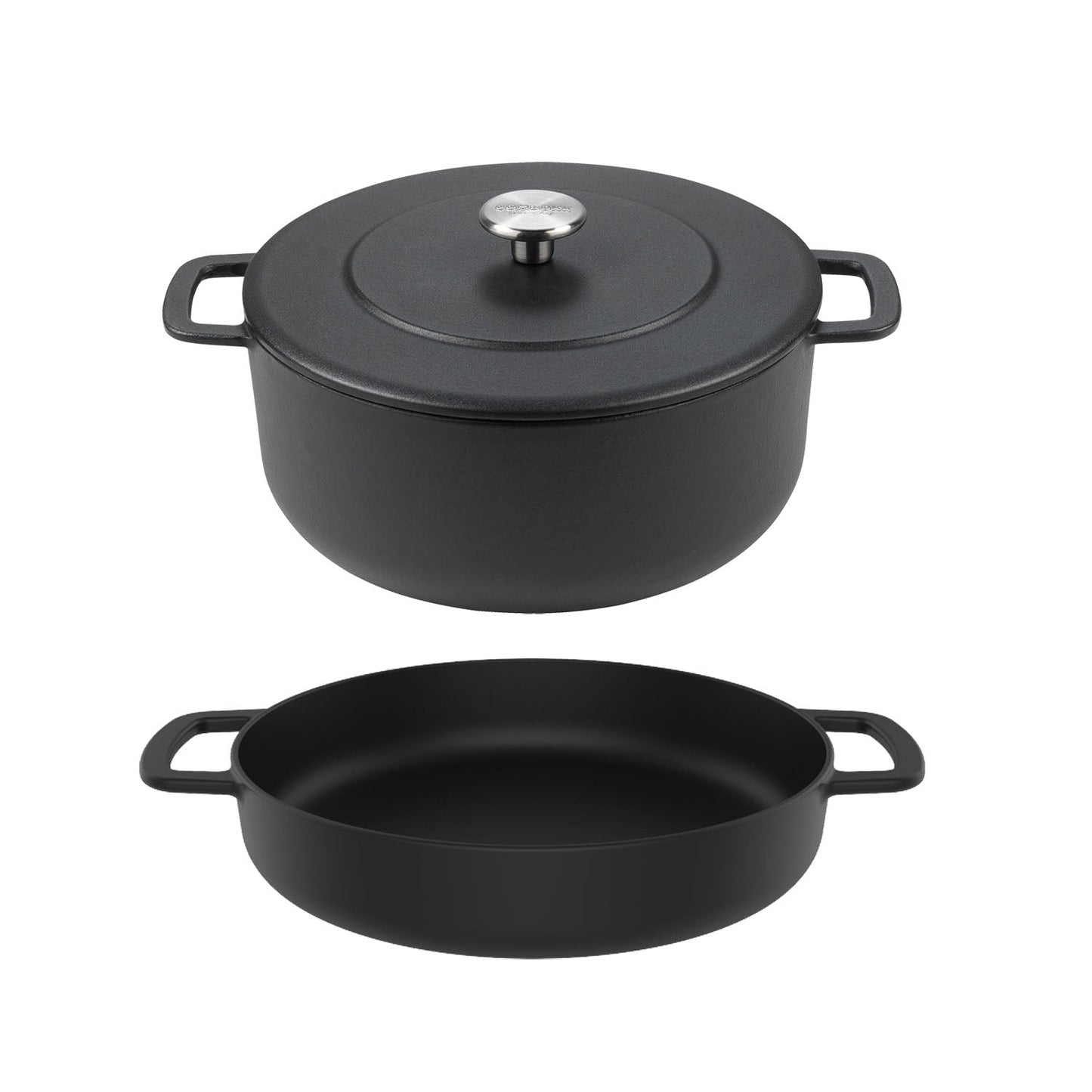 Pack Olla + Sartén Fierro Fundido Reciclado Esmaltado 24 cm10#Negro