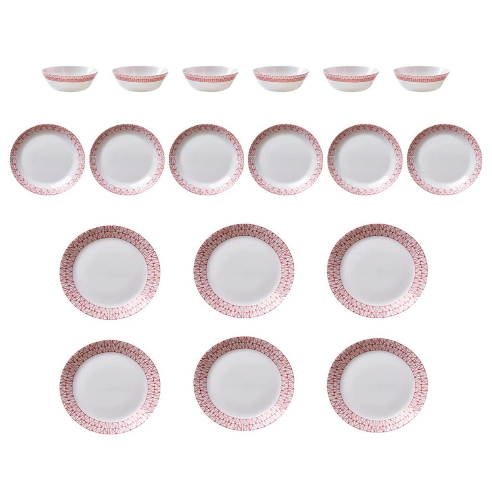 Set de 18 platos Graphic Stitch Corelle Everyday3#blanco
