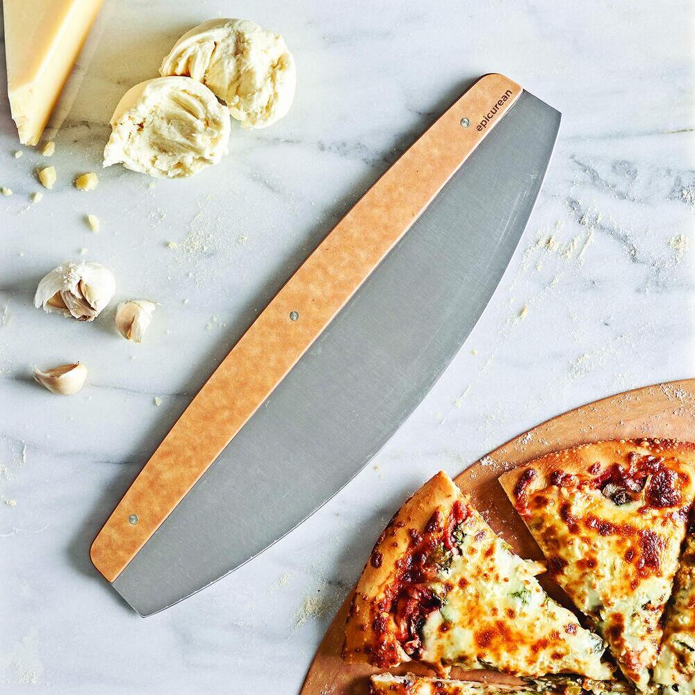Cuchillo para Pizza de acero inoxidable y mango de fibra de madera1#Beige