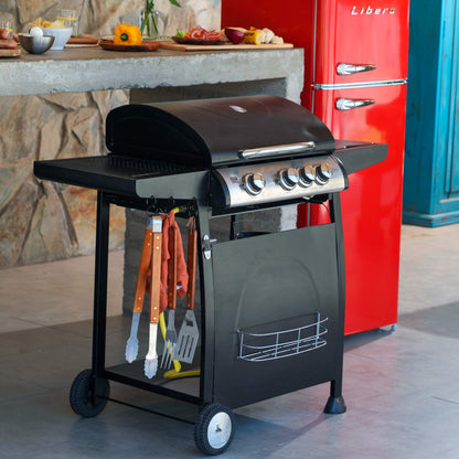 Parrilla Giorgia 3 Quemadores + Quemador Lateral BBQ304GCQL2#Negro