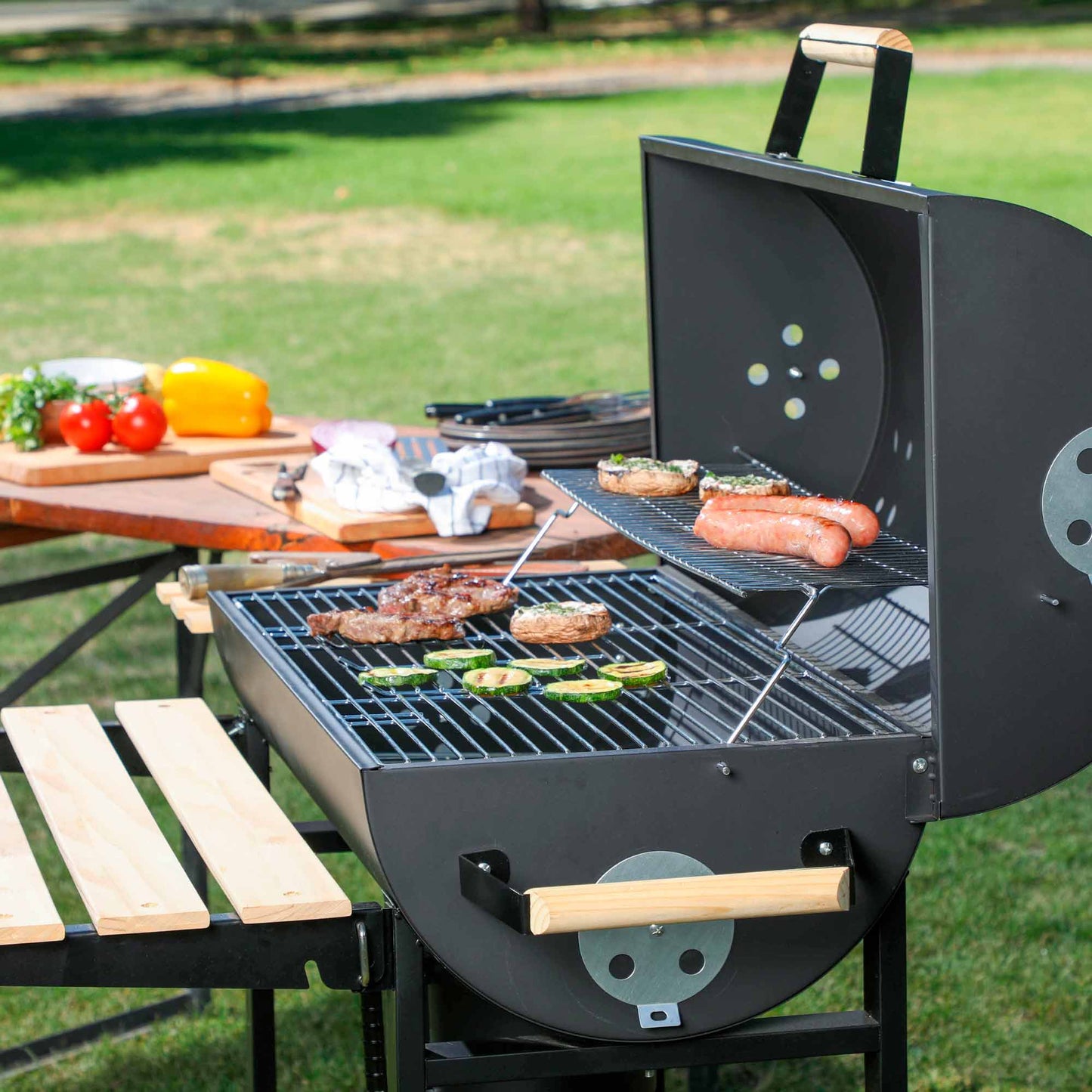 Parrilla Oregon Carbón con Termómetro2#Negro