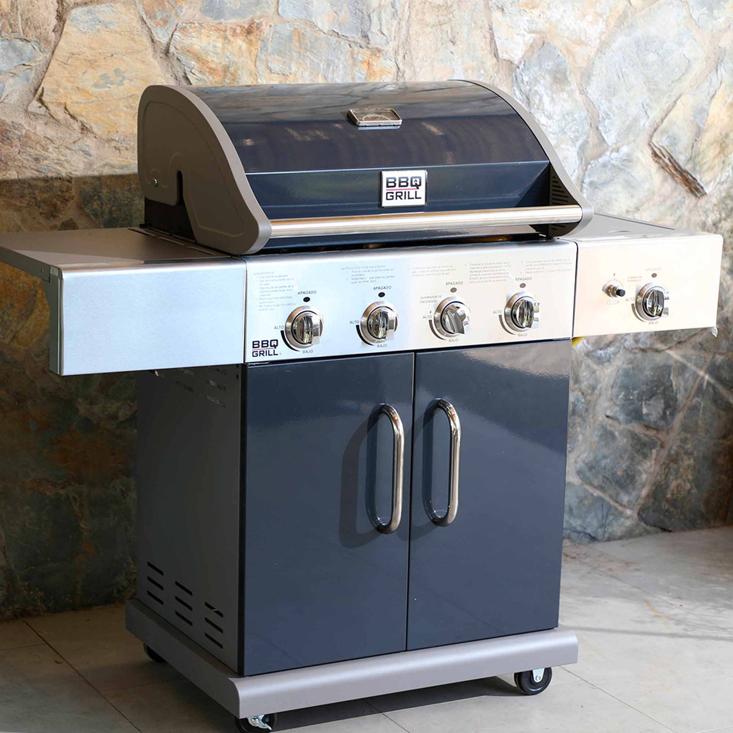 Parrilla Texas 4 Quemadores + Quemador Lateral BBQ401GCIG4#Gris