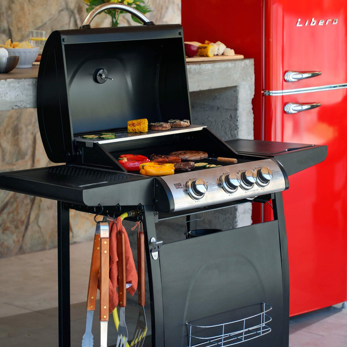 Parrilla Giorgia 3 Quemadores + Quemador Lateral BBQ304GCQL3#Negro