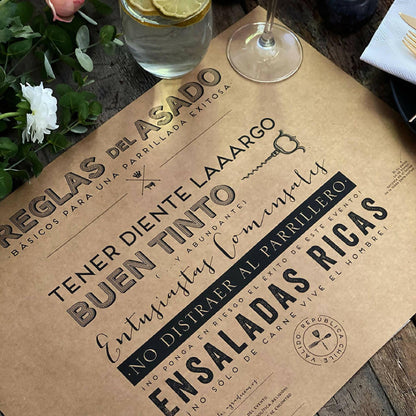 Individuales Kraft Reglas del Asado1#Multicolor