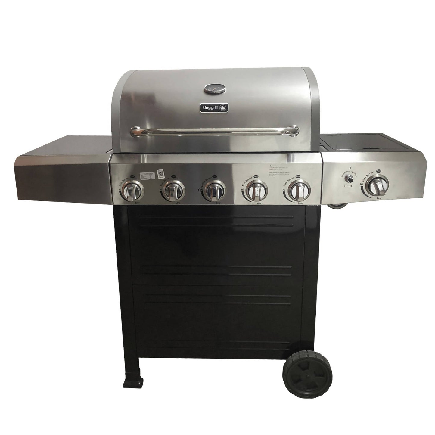 Parrilla Gas 5 Quemadores + Quemador Lateral KG-P70110-N1#Acero | Negro