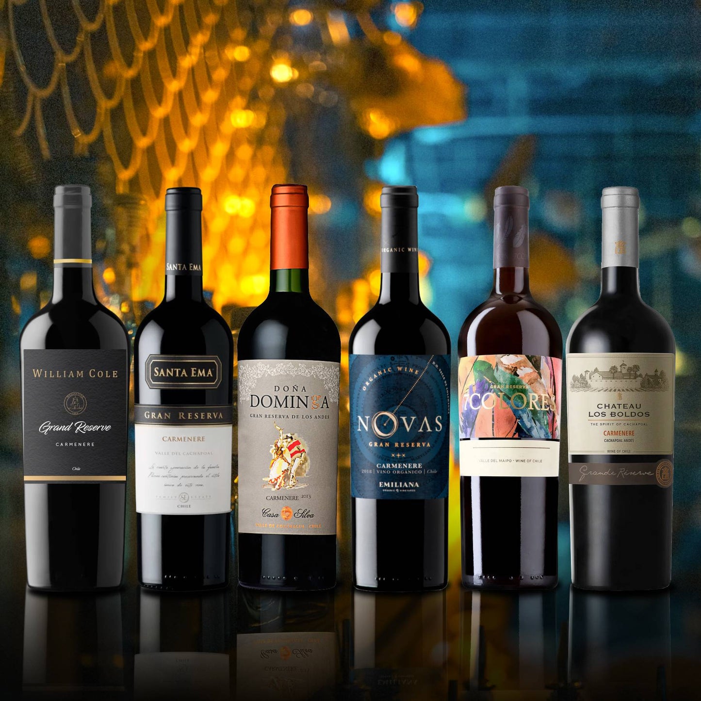 6 Vinos Top Gran Reserva Carmenere1#Sin Color