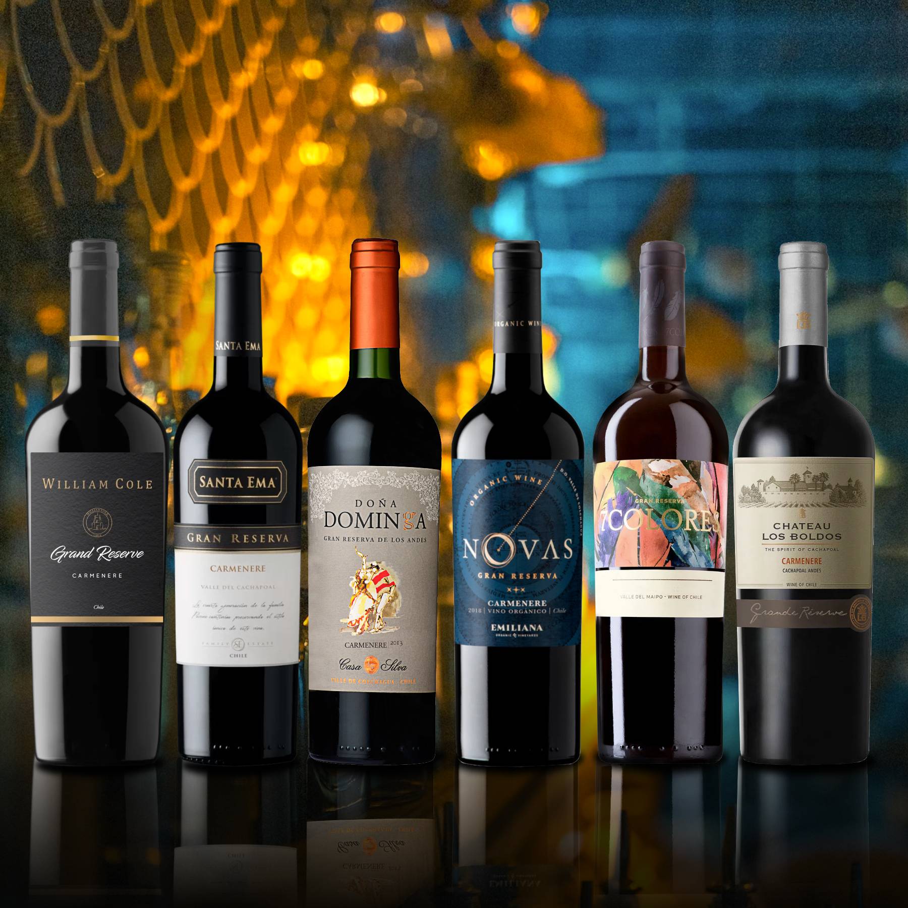 6 Vinos Top Gran Reserva Carmenere1#Sin Color