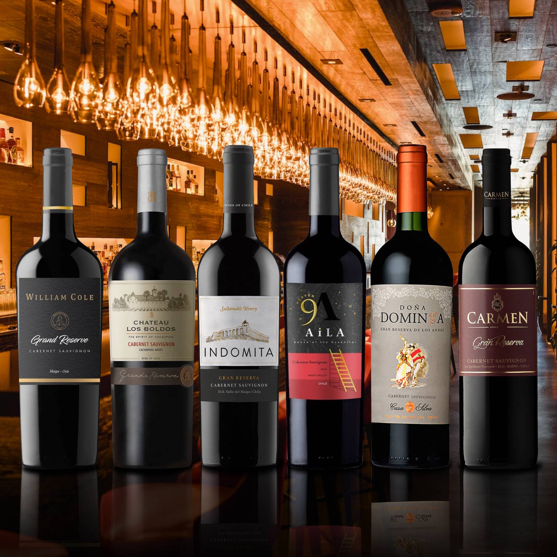 6 Vinos Top Gran Reserva Cabernet Sauvignon1#Sin Color