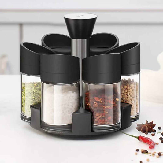 Set 6 Especieros Condimentos Moderno Giratorio 360º2#Negro