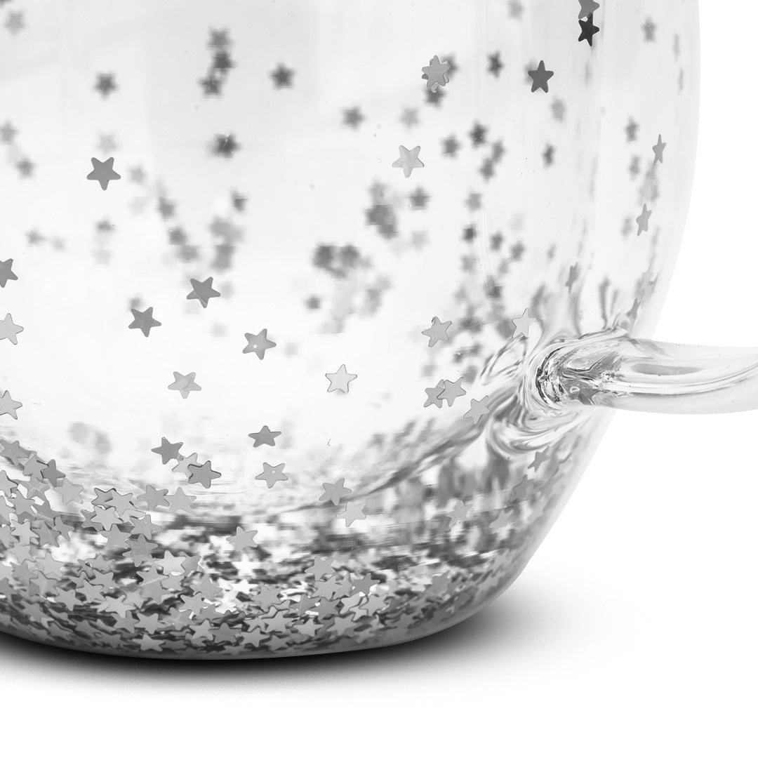 Taza Doble Vidrio con Estrellas y Asa2#Sin color