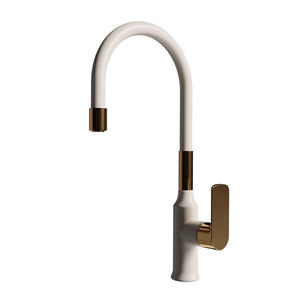 Grifería Monomando Flexible Agatha White & Gold2#Blanco