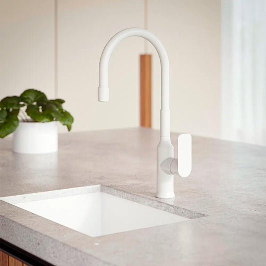 Grifería de Cocina Monomando Flexible Agatha White3#Blanco