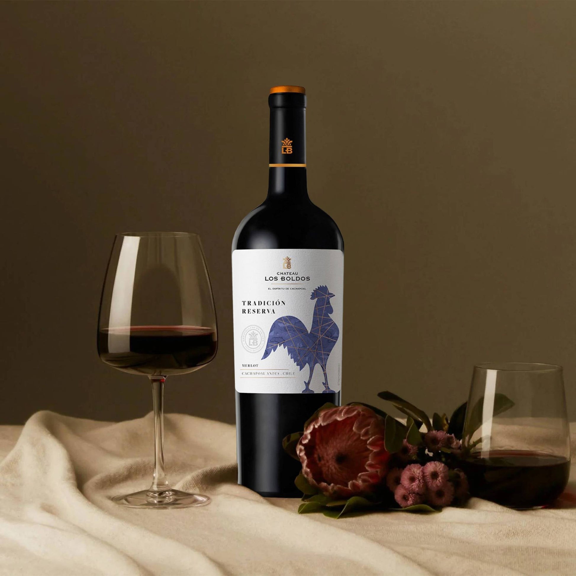 6 Vinos Los Boldos Tradición Reserva Merlot1#Sin color