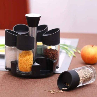 Set 6 Especieros Condimentos Moderno Giratorio 360º1#Negro