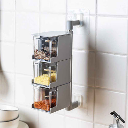 Caja Condimentos Cocina 3 Compartimientos Pared2#Blanco