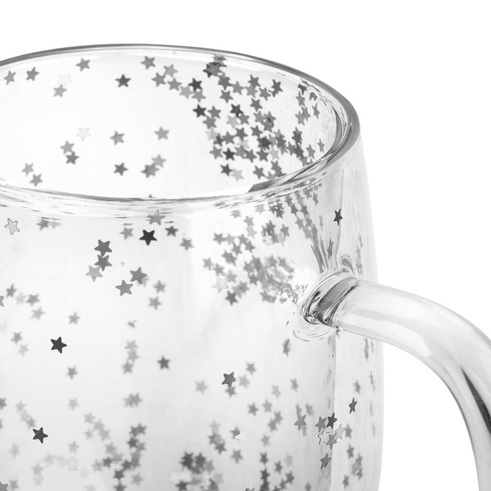 Taza Doble Vidrio con Estrellas y Asa3#Sin color
