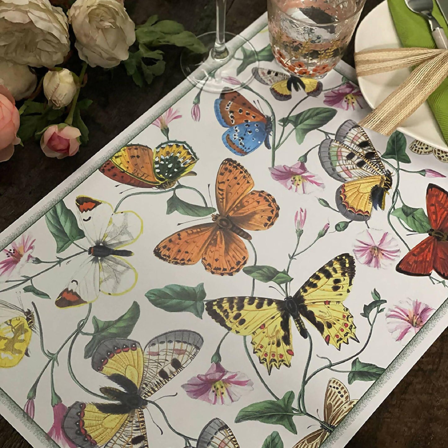 Individuales Blancos Papillon1#Multicolor