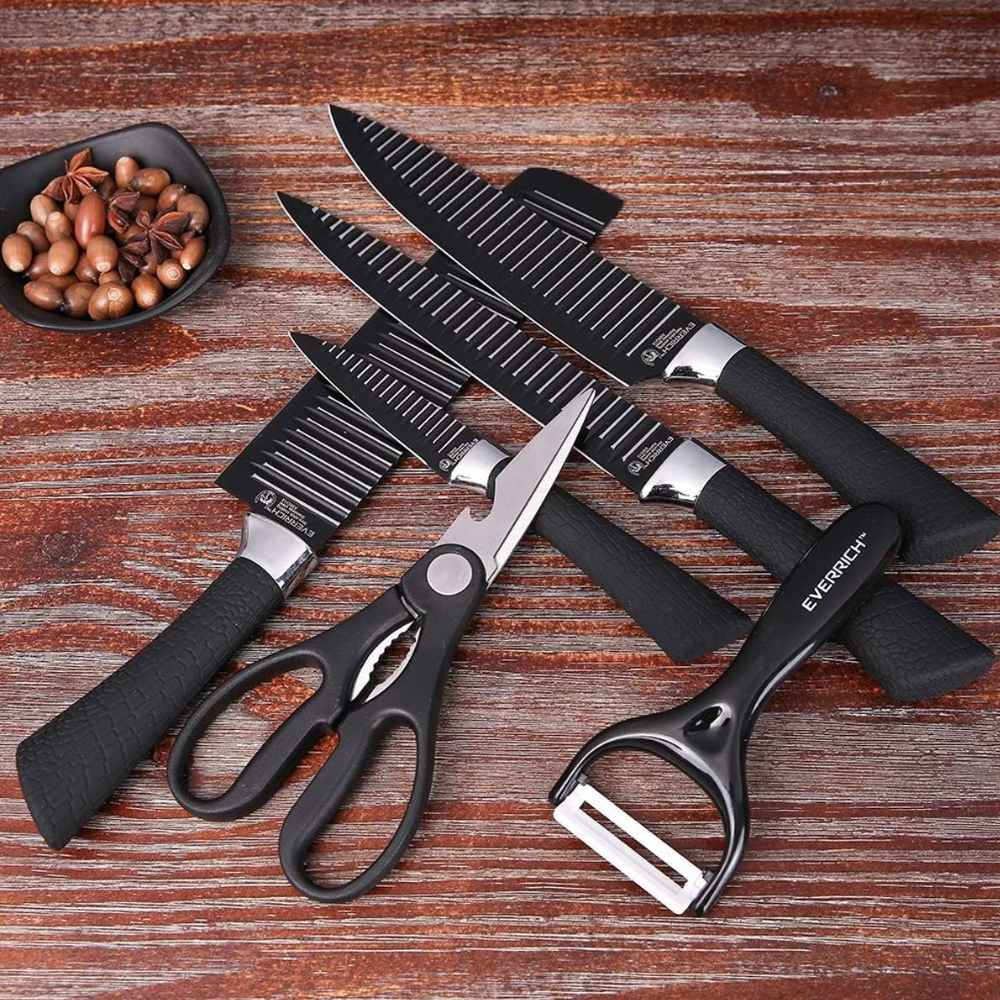 Set Cuchillo Acero Inoxidable Antibacterial 6 Pzs1#Negro