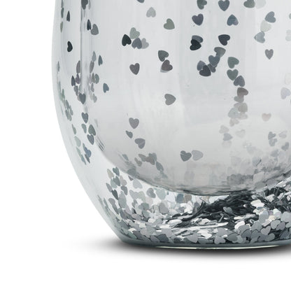 Taza Doble Vidrio Con Corazones y Asa3#Sin Color