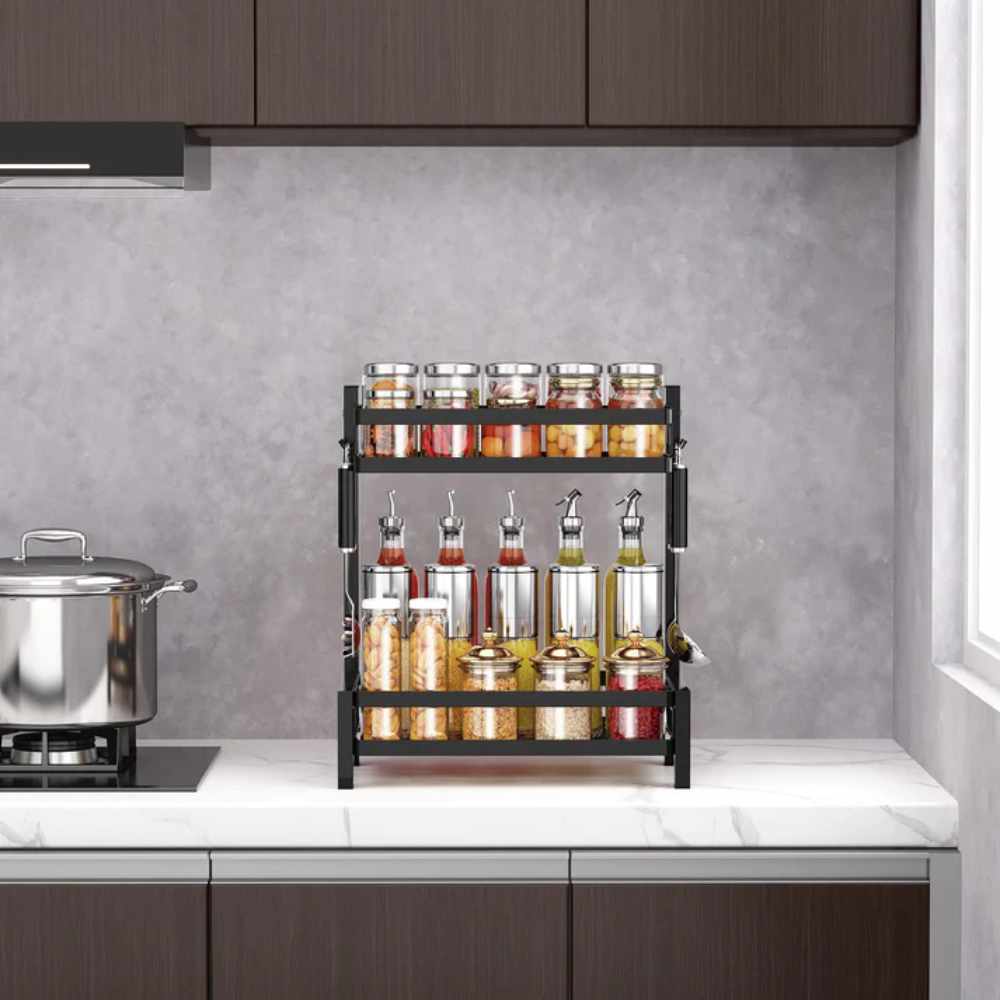 Organizador 2 Niveles Metálico Cocina1#Negro