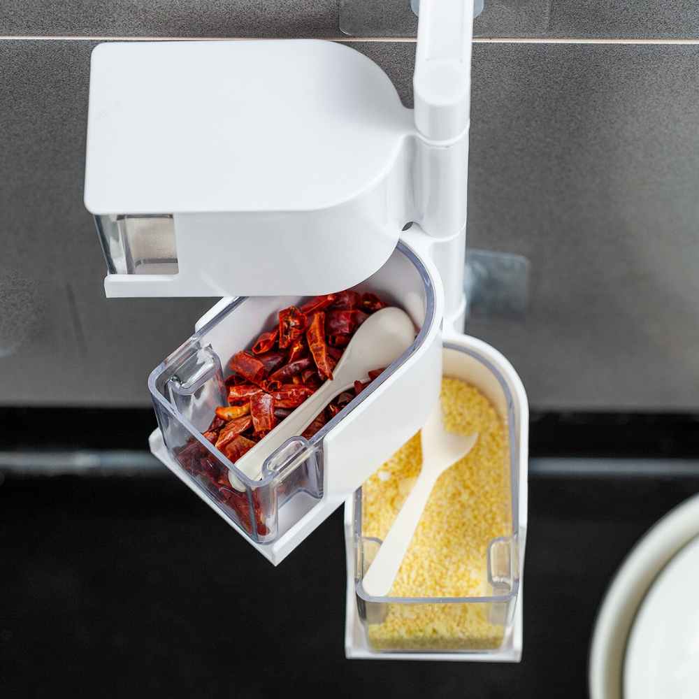 Caja Condimentos Cocina 3 Compartimientos Pared4#Blanco