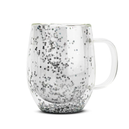 Taza Doble Vidrio con Estrellas y Asa1#Sin color