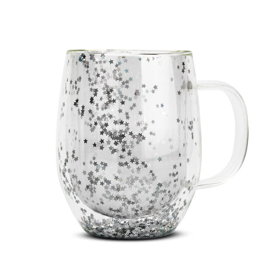 Taza Doble Vidrio con Estrellas y Asa1#Sin color