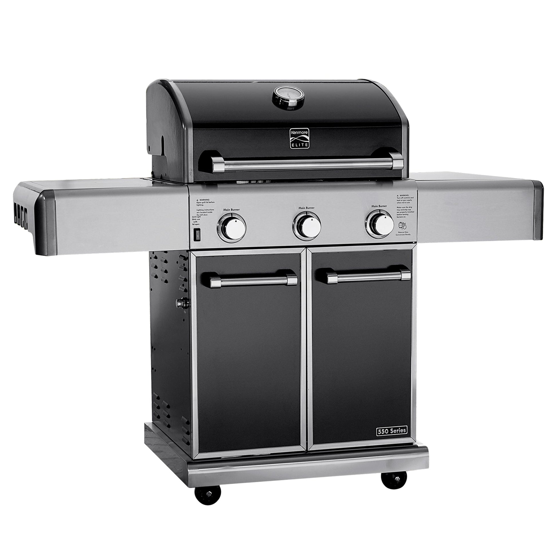 Parrilla Elite 3 Quemadores De Doble Combustible KE-P48587-N1#Negro