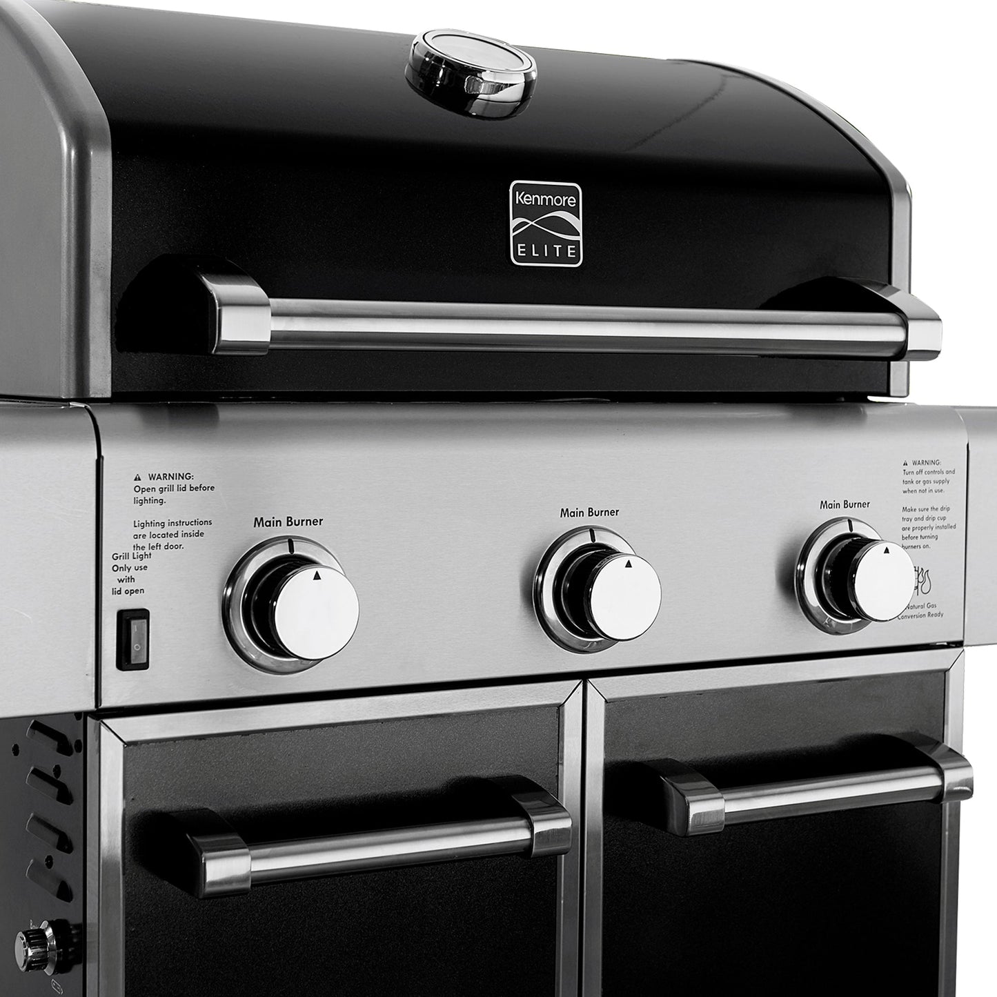 Parrilla Elite 3 Quemadores De Doble Combustible KE-P48587-N3#Negro