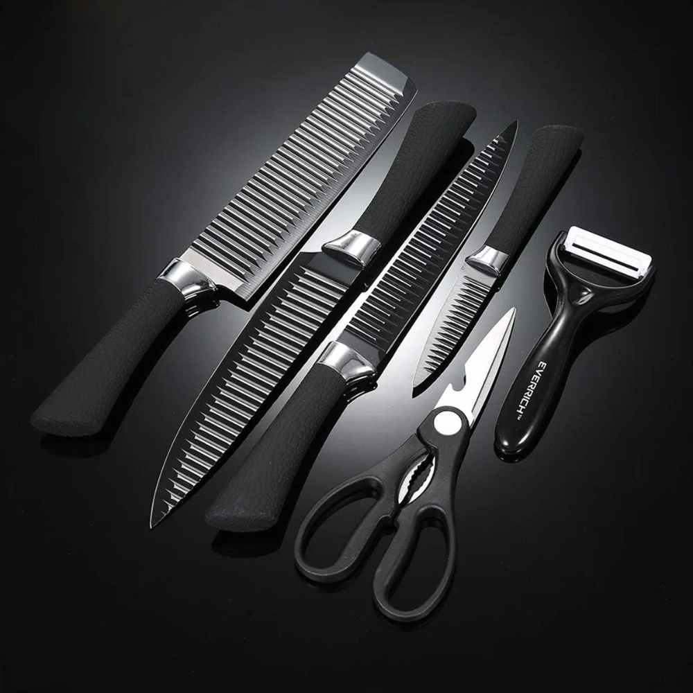 Set Cuchillo Acero Inoxidable Antibacterial 6 Pzs4#Negro