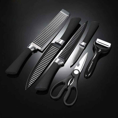 Set Cuchillo Acero Inoxidable Antibacterial 6 Pzs4#Negro