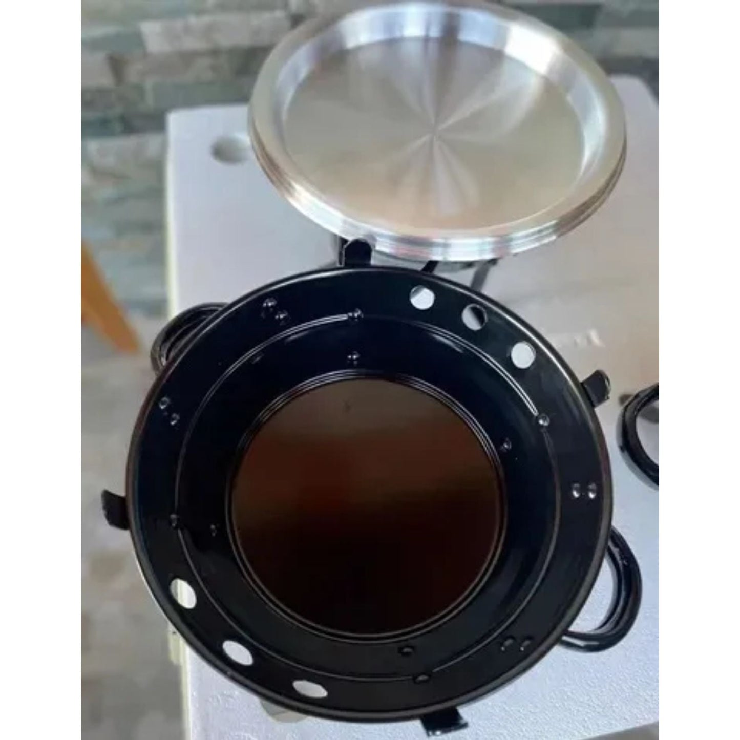 Brasero Parrilla De Mesa Chapa Enlozada 26x20 cm3#Negro