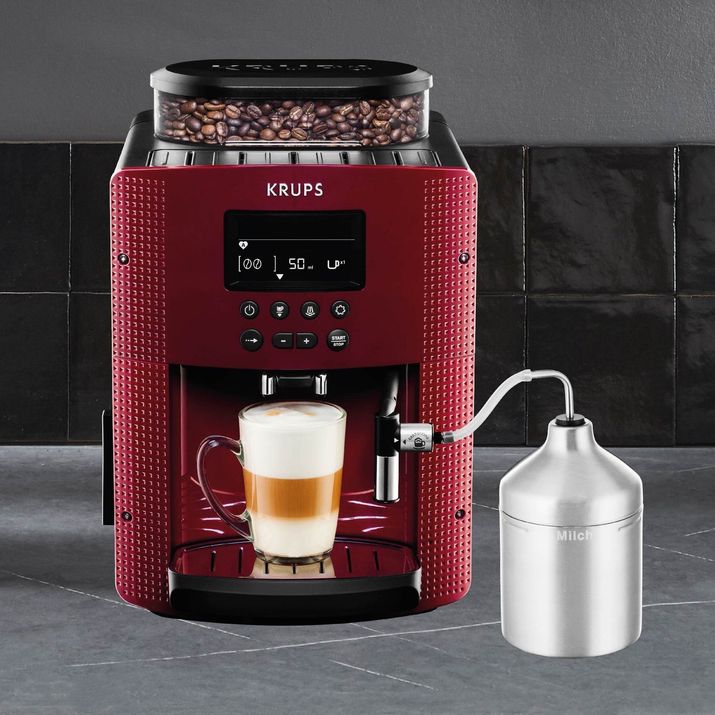 Cafetera Espresso Full Auto Display Roja + Lechero1#Rojo