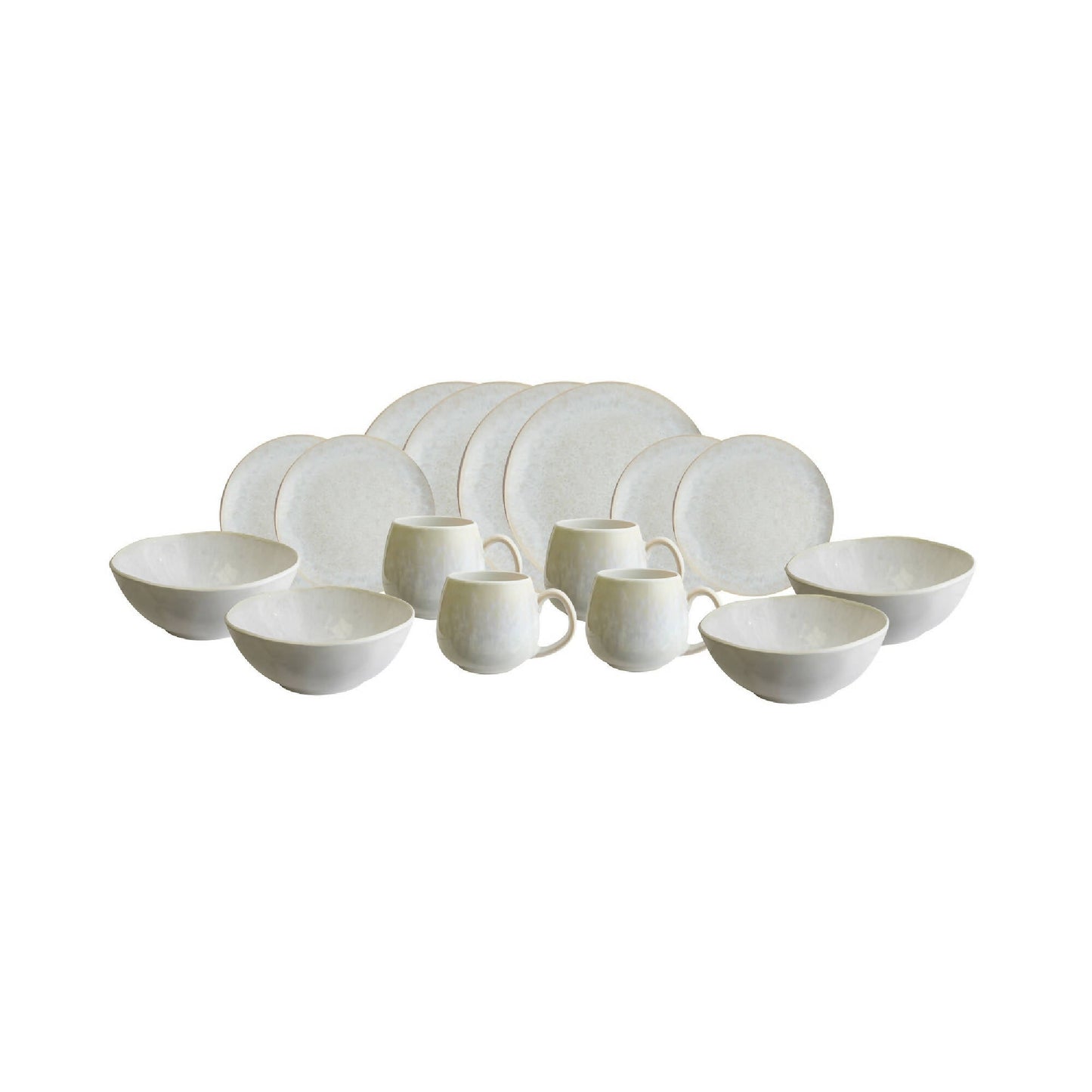 Juego Loza Cerámica Rústica 16 Pzs2#Blanco