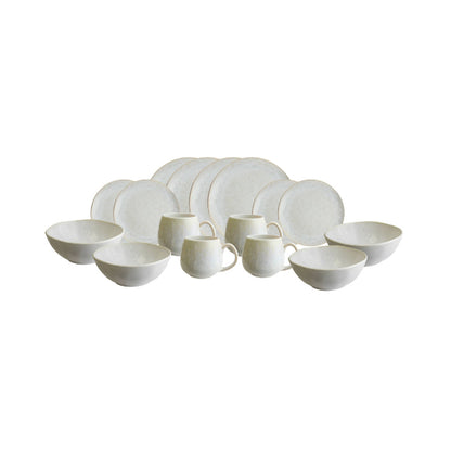 Juego Loza Cerámica Rústica 16 Pzs2#Blanco