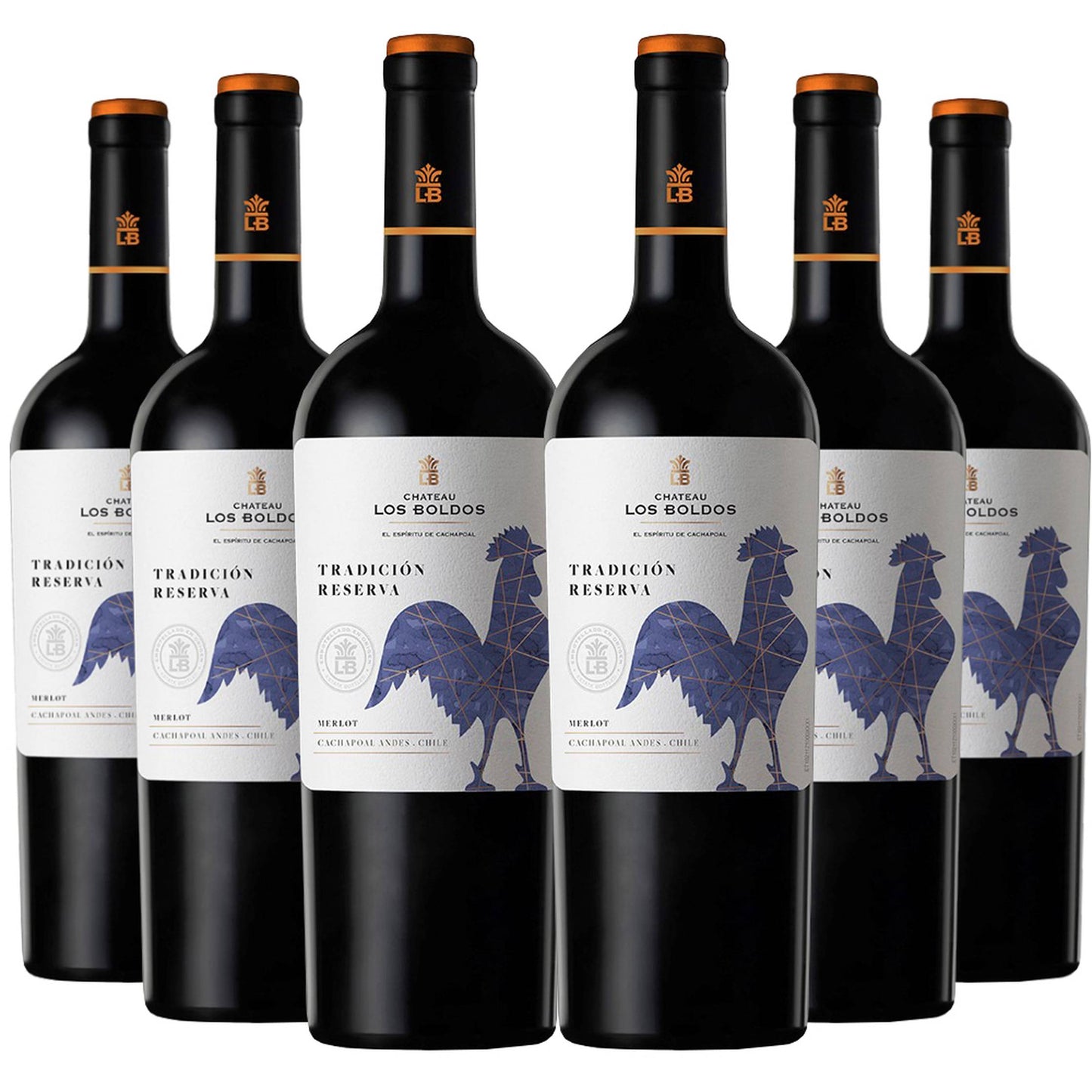 6 Vinos Los Boldos Tradición Reserva Merlot2#Sin color
