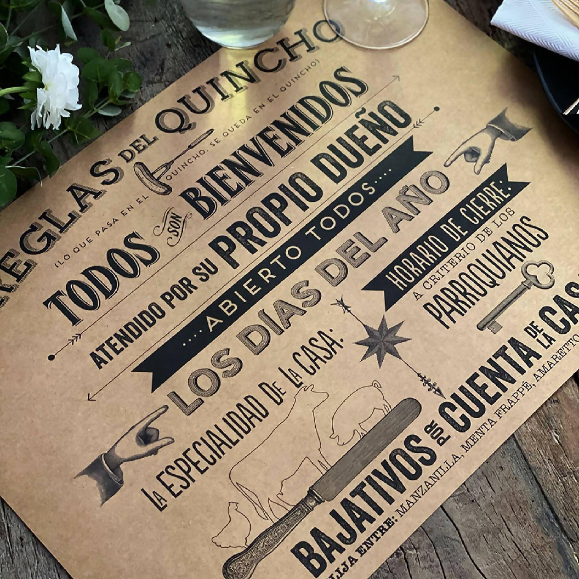 Individuales Kraft Reglas del Quincho1#Multicolor