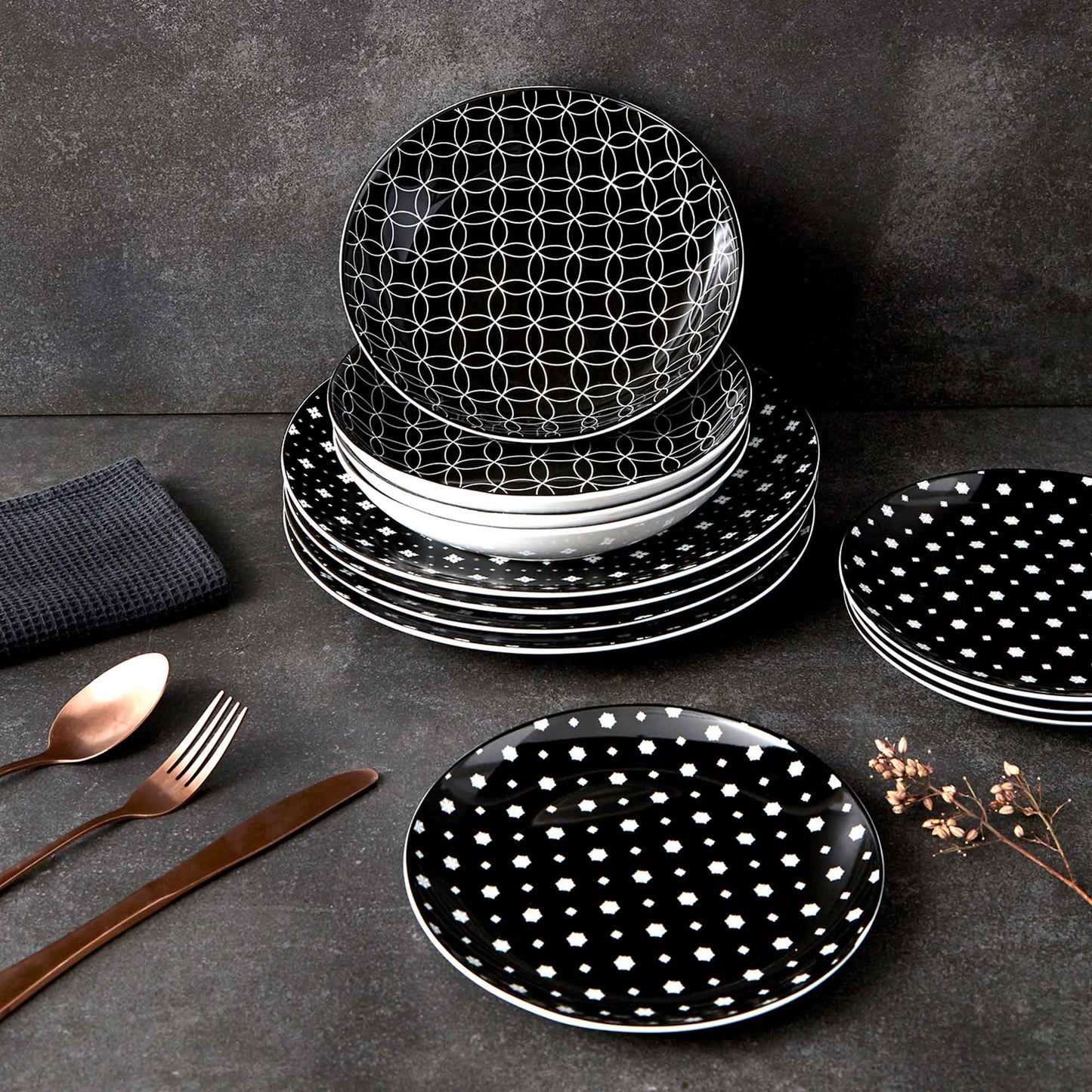 Set Vajilla Blayk 12 Pzs1#Negro