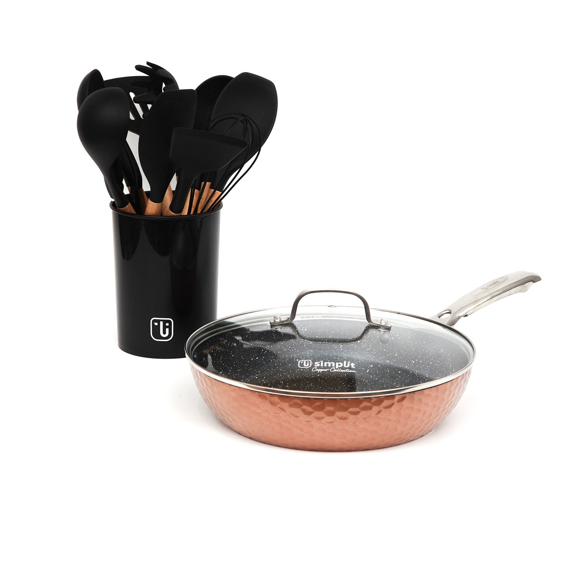 Kit Sartén Antiadherente Copper + Set 12 Utensilios9#Cobre