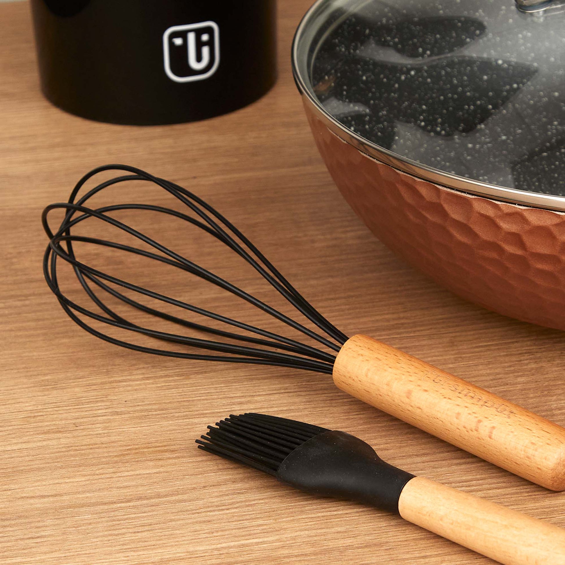 Kit Sartén Antiadherente Copper + Set 12 Utensilios6#Cobre