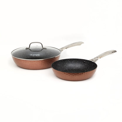 Set 2 Sartenes Cobre Antiadherente 28 cm Tapa + 24 cm6#Cobre