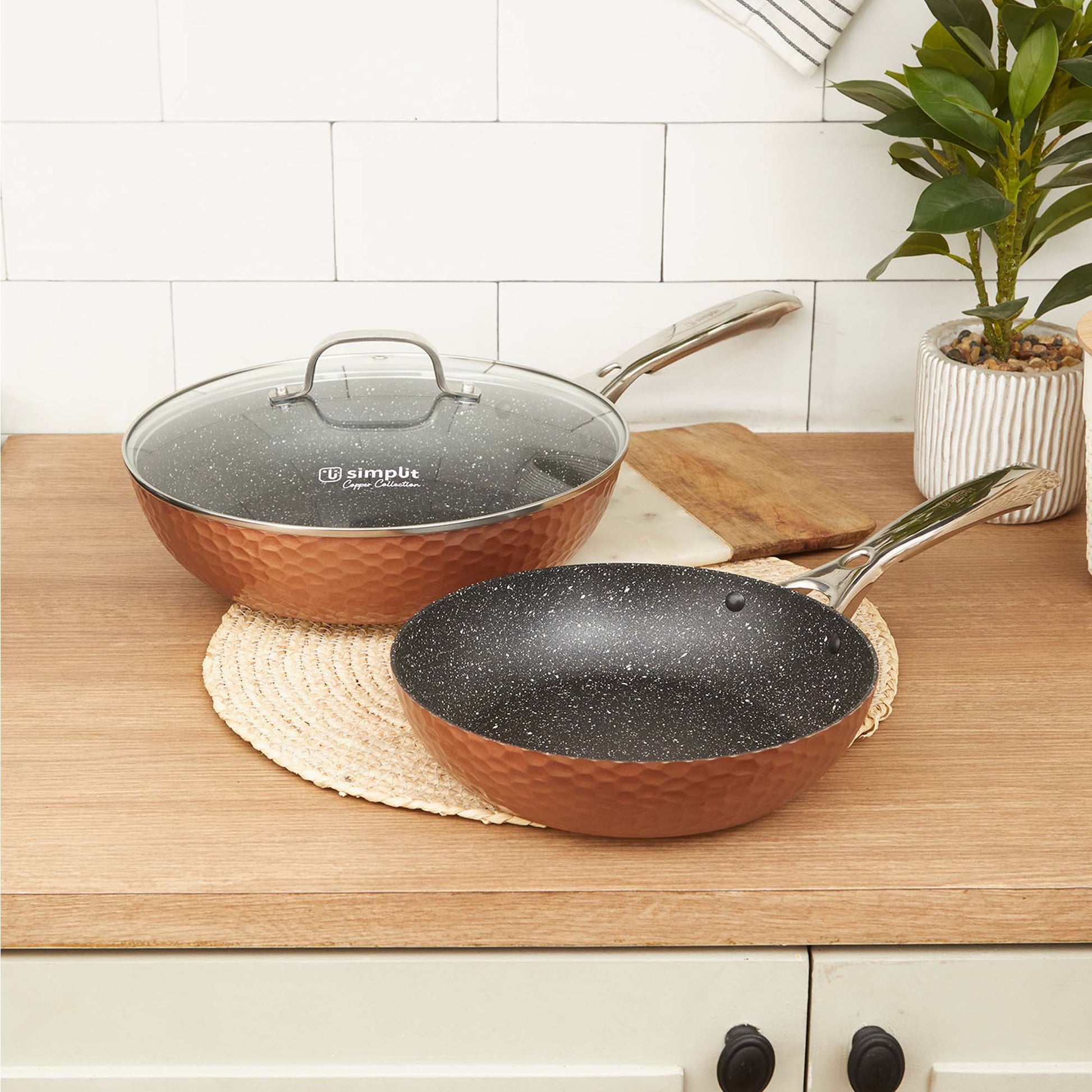 Set 2 Sartenes Cobre Antiadherente 28 cm Tapa + 24 cm1#Cobre