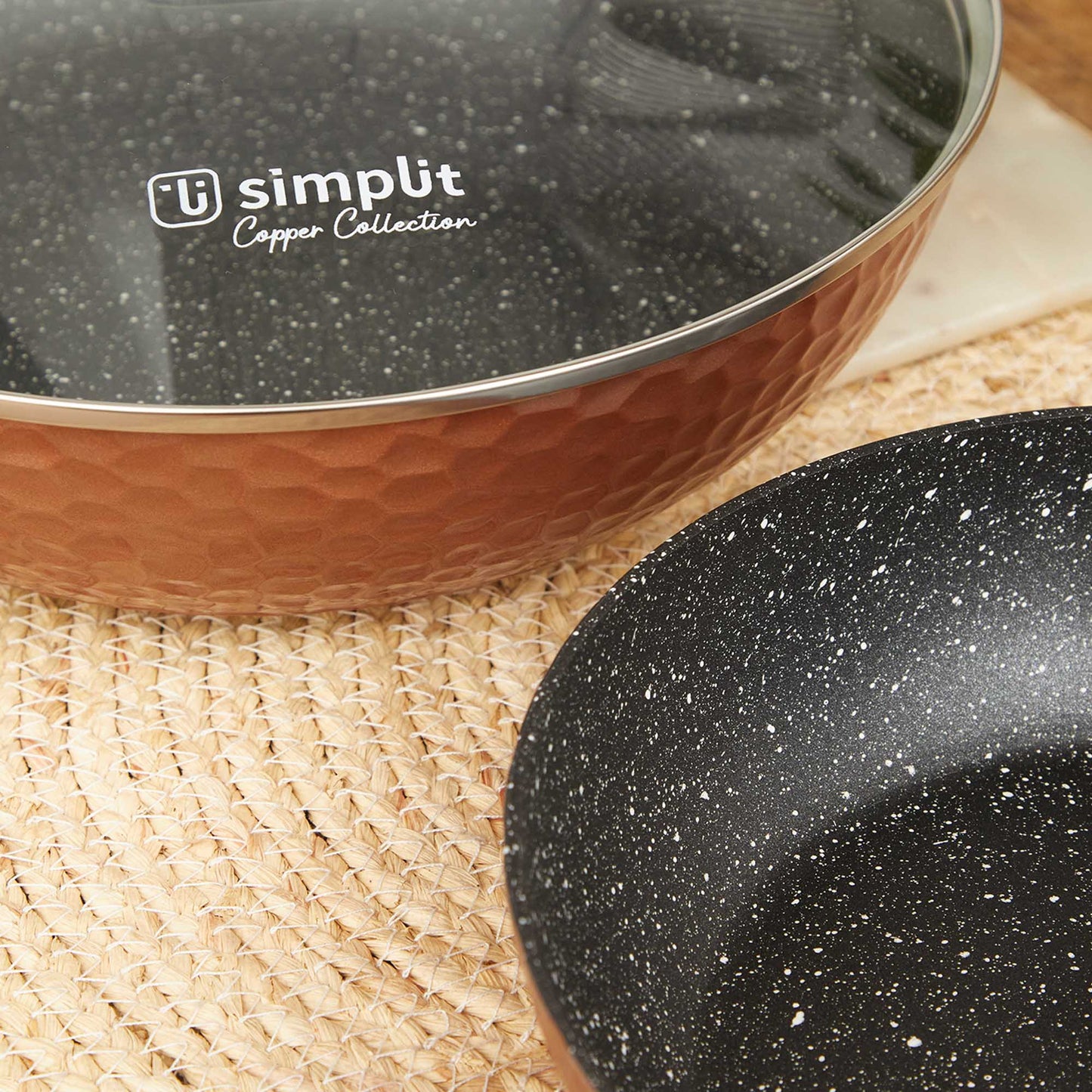 Set 2 Sartenes Cobre Antiadherente 28 cm Tapa + 24 cm5#Cobre