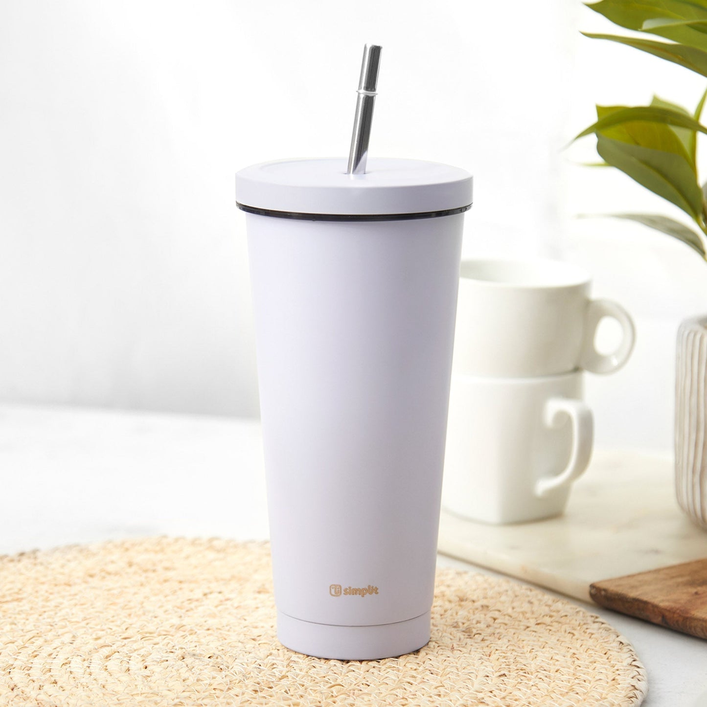 Vaso Térmico Tumbler 750ml Tapa y Bombilla1#Morado