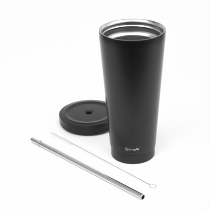Vaso Térmico Tumbler 750ml Tapa y Bombilla6#Negro