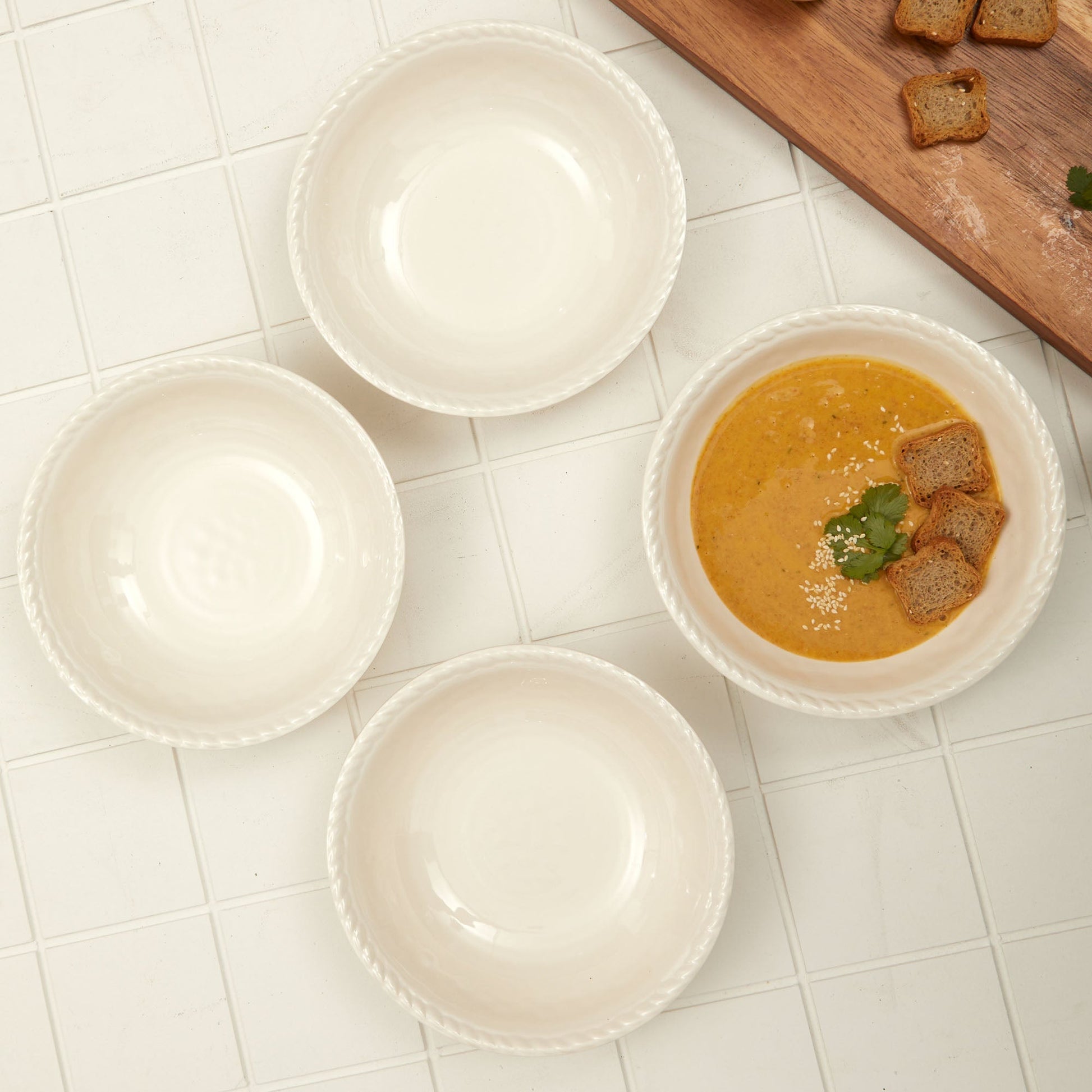 Set 4 Bowl Cordón Bowl1#Blanco