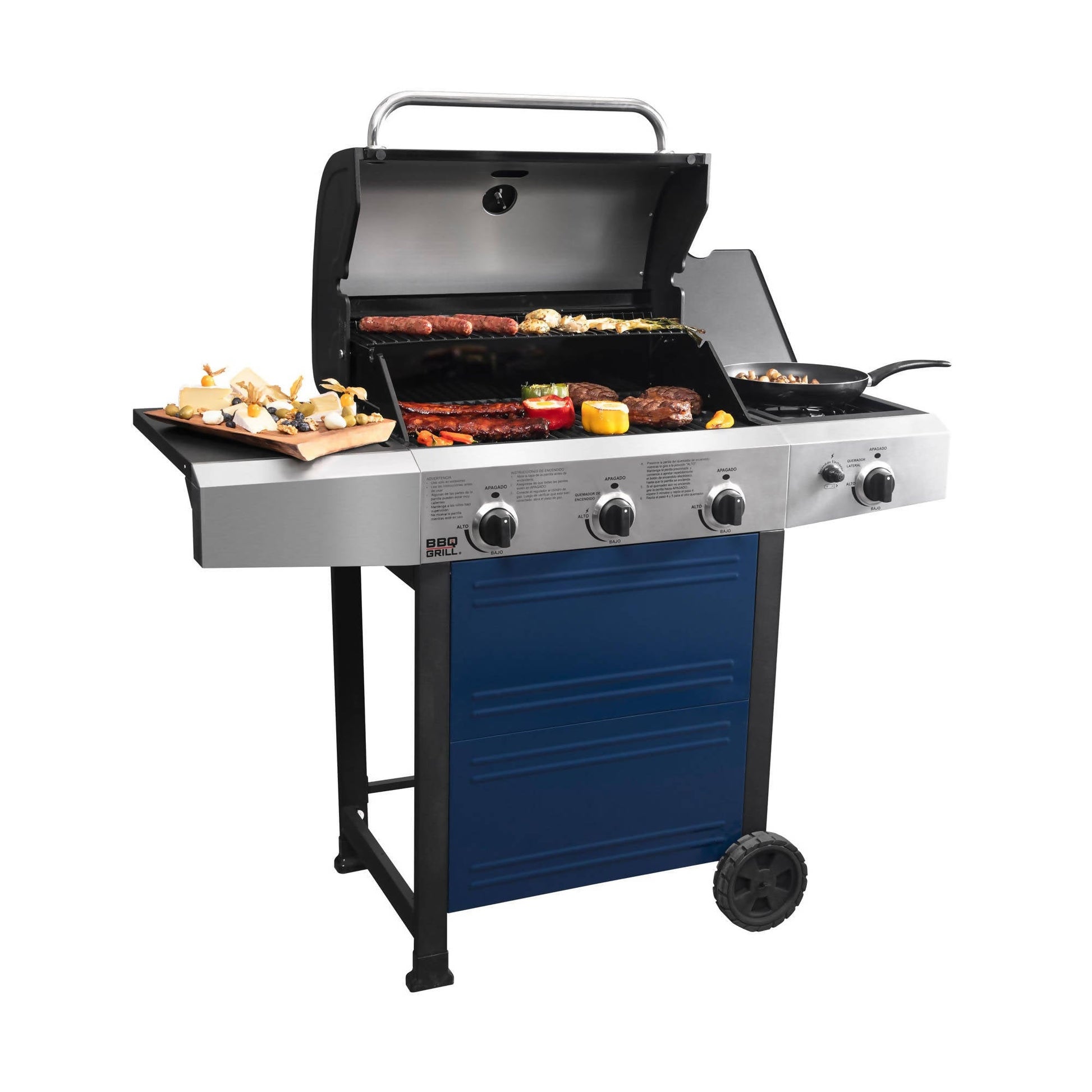 Parrilla Michigan 3 Quemadores + Quemador Lateral BBQ304GCBLUE1#Azul